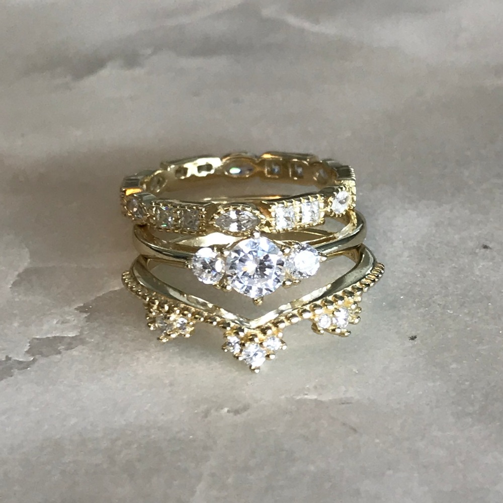 Stackable gold tone rings